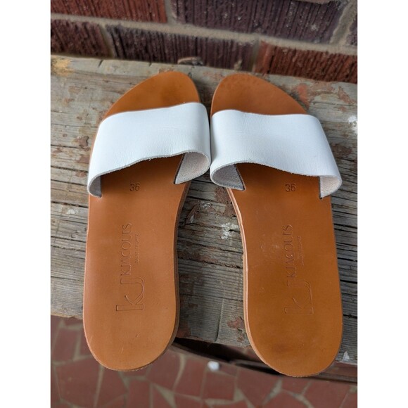 K JACQUES WHITE SLIP-ON LEATHER SANDALS-SAINT TROPEZ- SZ 36 $259 - Picture 5 of 10